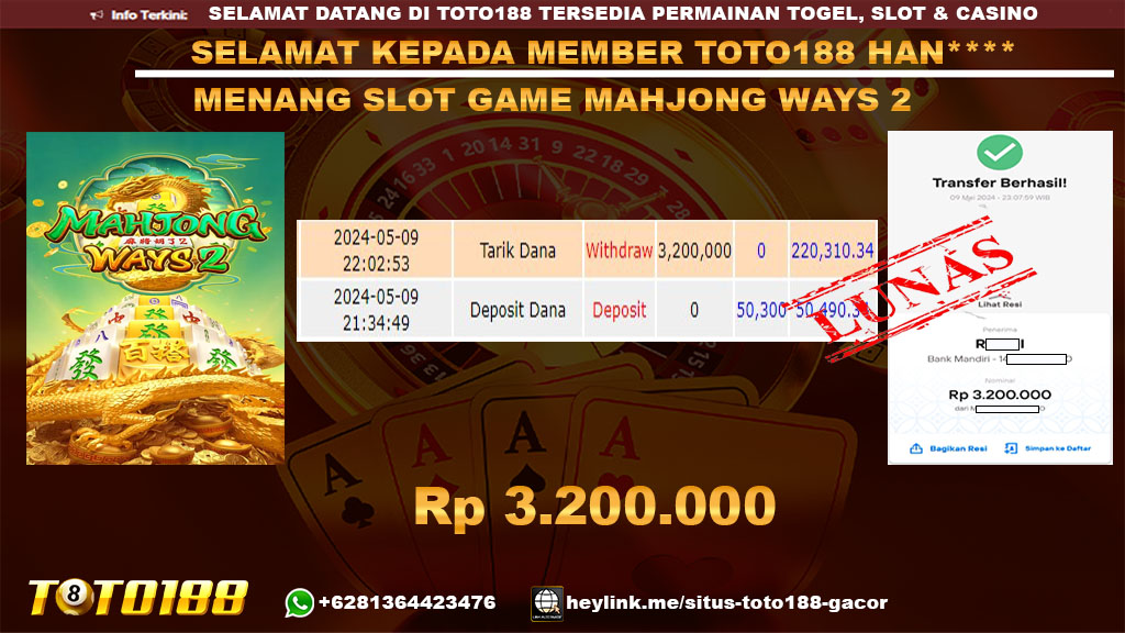 Bukti jp kemenangan slot game mahjong ways2 9 mei 2024